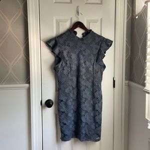 Blue lace cap sleeve dress